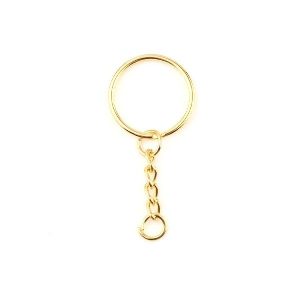 PS11684241 PAX 20 Porte Cles, Porte Clefs 25mm metal couleur Doré Avec Chaine
