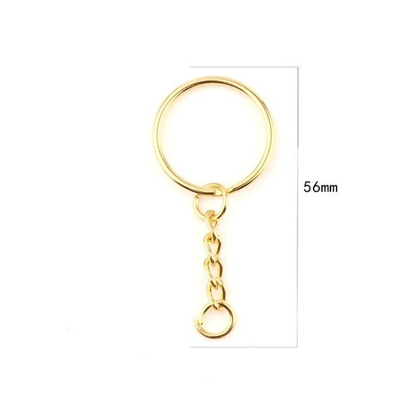 PS11684241 PAX 20 Porte Cles, Porte Clefs 25mm metal couleur Doré Avec Chaine
