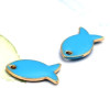 Pendentifs Poisson Bleu Turquoise Émaillé 14mm – Métal Doré