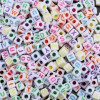 PS110229206 PAX 200 pendentifs Perles intercalaire passants  Cube 5mm Multicolores Flashy Alphabet Acrylique
