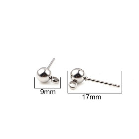 PS11676224 PAX: 6 Boucle d'oreille puce  Bille 5mm avec attache ACIER INOXYDABLE 304 et poussoirs en plastique