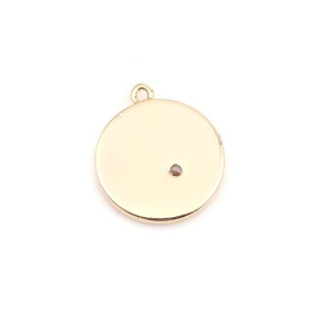 PS110253032 PAX 1pendentif breloque medaillon 12mm avec Etoile, Astre Rhinestone Cuivre couleur OR 18KT