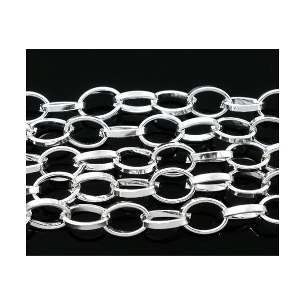 Chaine Grande Maille 8 par 6mm métal coloris Argent VIF