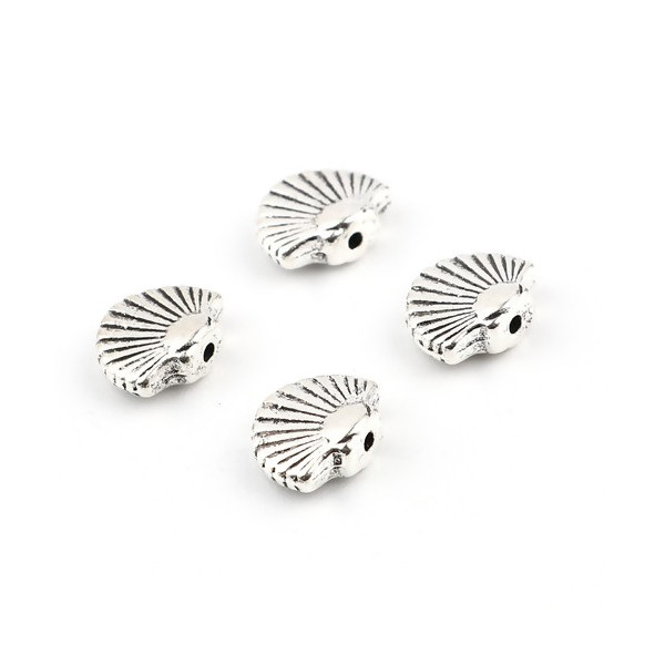 Perles intercalaires, Coquille Saint Jacques 12 par 9 mm, metal couleur Argent Antique