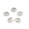Perles intercalaires, Coquille Saint Jacques 12 par 9 mm, metal couleur Argent Antique