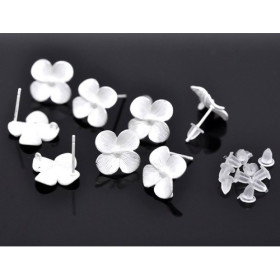 Supports de Boucle d'oreille clou Fleur cuivre coloris ARGENT VIF avec attache