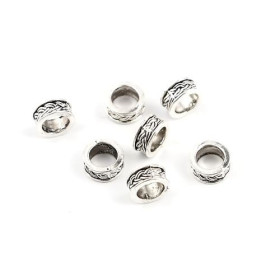 Perles intercalaires Rondelles Torsade 9 par 4mm métal couleur Argent Antique