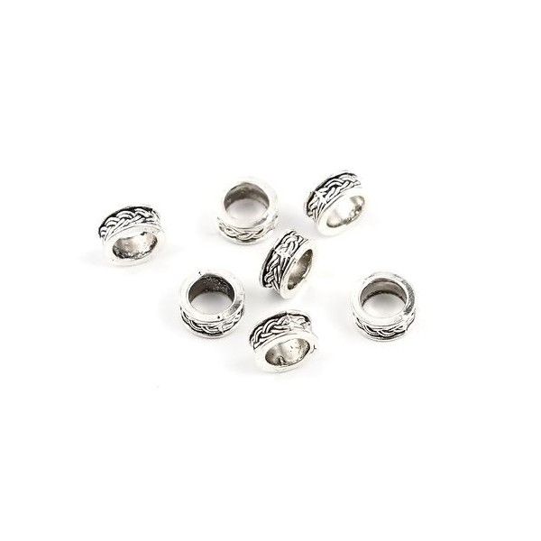 Perles intercalaires Rondelles Torsade 9 par 4mm métal couleur Argent Antique