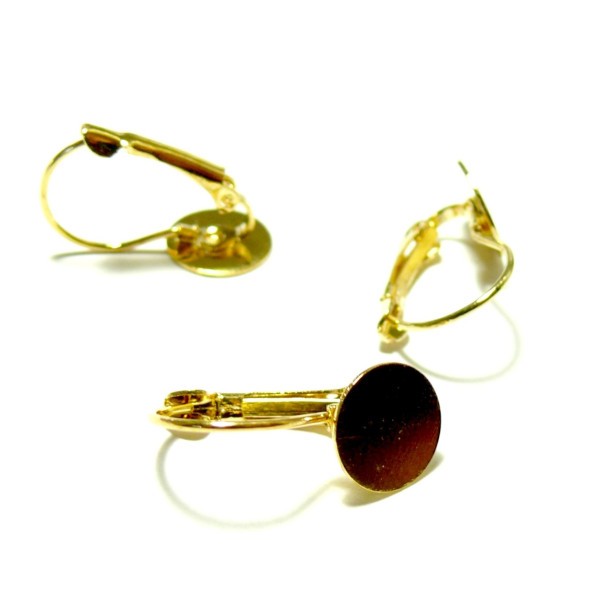 Boucle d'oreille Dormeuse, Plateau Lisse 10mm, Laiton finition Doré