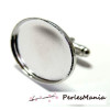 2 supports Boutons de manchettes ref 1132332 ARGENT PLATINE ovale en 13 par 18mm 