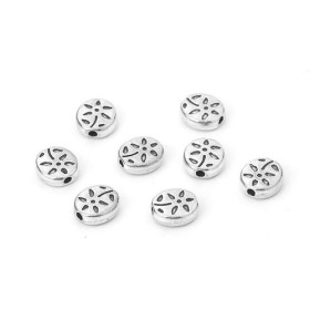 PS110113277 PAX 25 perles intercalaires fleur Ovale 7 par 5mm metal couleur Argent Antique