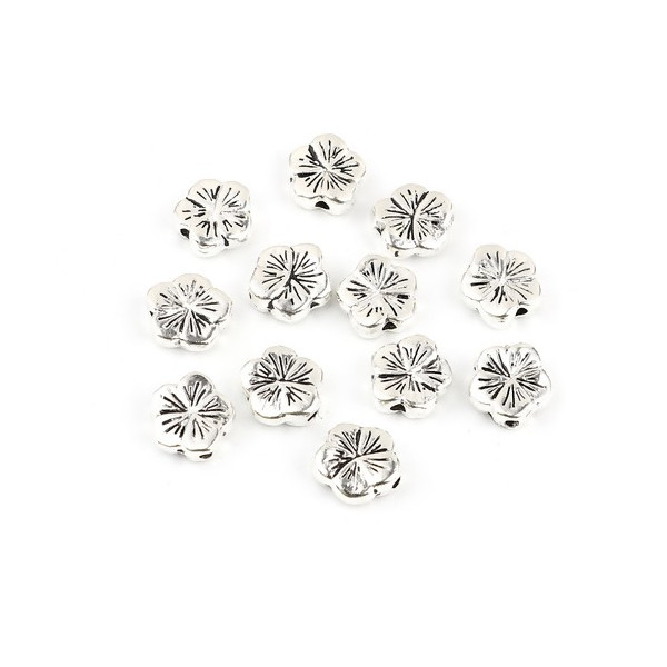 PS11694463 PAX 20 perles intercalaires Fleur 10mm metal couleur Argent Antique