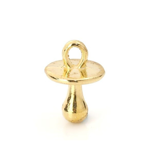 Pendentifs breloque tétine 3D métal coloris Doré
