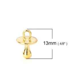 PS110112592 – Lot de 10 ou 20 Pendentifs Breloque Tétine 3D 13mm – Métal Doré