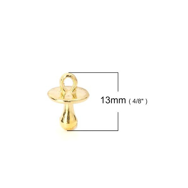 PS110112592 – Lot de 10 ou 20 Pendentifs Breloque Tétine 3D 13mm – Métal Doré