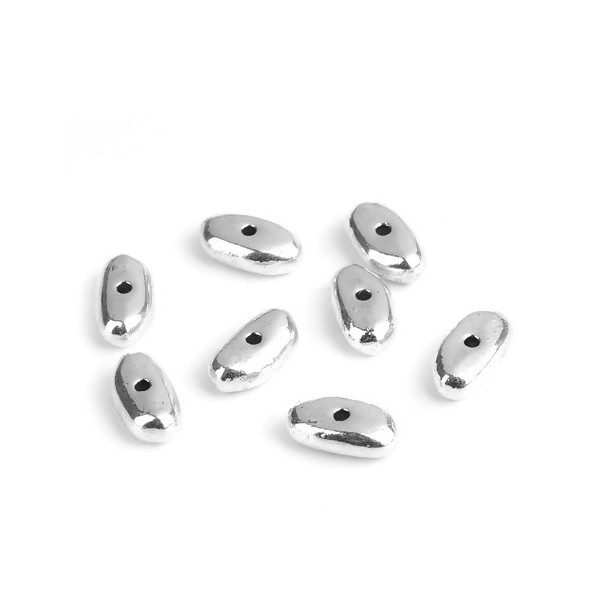 PS110210138 PAX 20 perles intercalaires Galet 12 par 4mm metal couleur Argent Platine