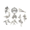 Lot de 20 Pendentifs  l'oiseau et le perchoir métal couleur Argent Antique ref 352
