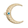 Pendentifs émaillés Oeil de la Proctection sur Corne, Demi Lune Boho Chic métal coloris Doré