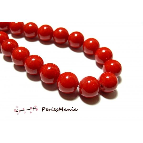 1 fil d'environ 69 perles environ jade teintée 6mm rouge vif PXS31