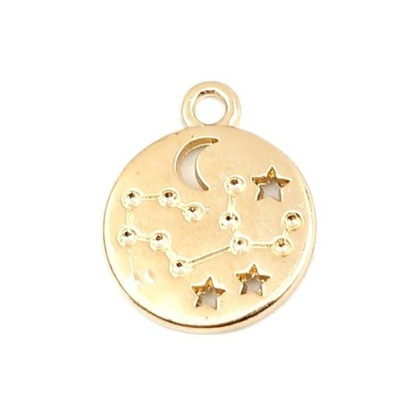 PS11652700 PAX 5 pendentifs médaillon Signe du Zodiaque Lion Constellations métal coloris Doré