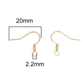 Boucles d'oreille Crochets 20 mm ACIER INOXYDABLE  coloris Doré