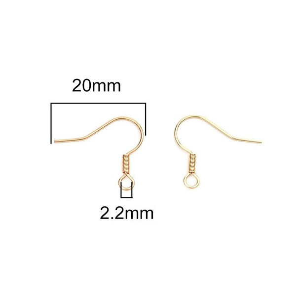 Boucles d'oreille Crochets 20 mm ACIER INOXYDABLE  coloris Doré