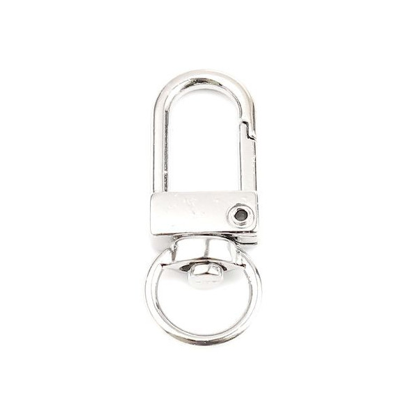 Grands mousquetons Porte Cles, Porte Clefs 33 mm Métal couleur Argent Vif DIY