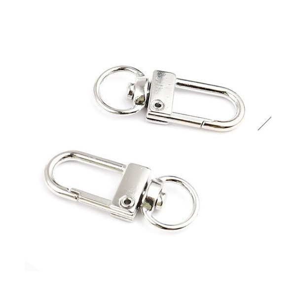 Mousquetons Porte Cles, Porte Clefs 33 mm Métal couleur Argent Platine