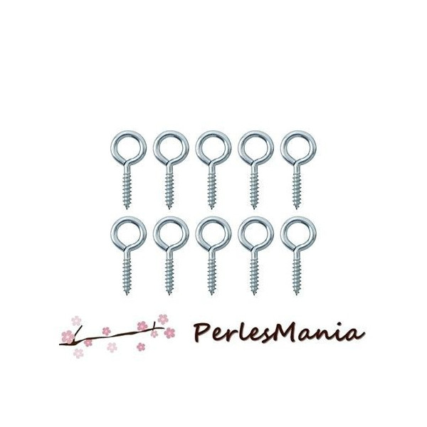 Pitons à visser 8 par 4mm, métal finition ARGENT PLATINE