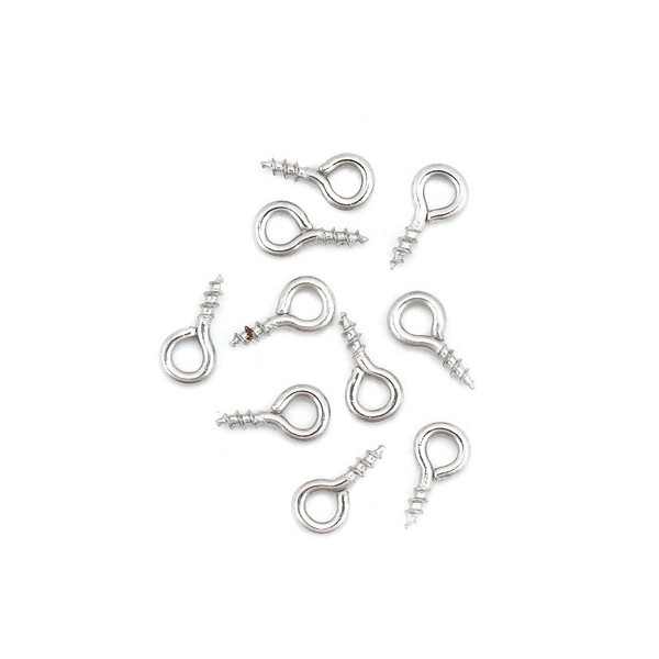 Pitons à visser 8 par 4mm, métal finition ARGENT PLATINE