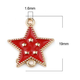 PS11677023 PAX 5 connecteurs émaillés Etoile Rouge métal coloris Doré