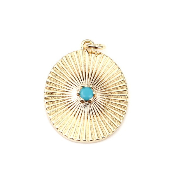 PS11657061 PAX 1 pendentif breloque medaillon Boho Chic 27mm  Cuivre couleur DORE 18KT