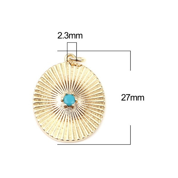 PS11657061 PAX 1 pendentif breloque medaillon Boho Chic 27mm  Cuivre couleur DORE 18KT