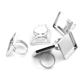 S1121493 PAX 10 supports de bague CARRE 25mm bord épais Cuivre couleur Argent Platine