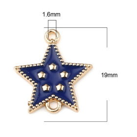 PS11677024 PAX 5 connecteurs émaillés Etoile Bleu Nuit métal coloris Doré