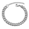 Bracelet Gourmette 18 cm maille  7mm en Acier Inoxydable 304 coloris Argent Platine