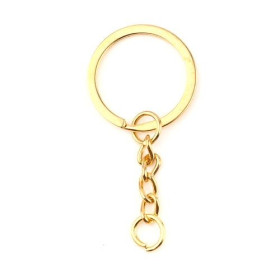Porte Cles, Porte Clefs 25mm metal couleur OR Avec Chaine