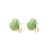 Boucles d’oreilles Puce Cœur Émaillées Vert Pastel – Métal Doré
