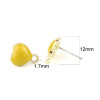 Boucles d’oreille Clou Cœur Émaillé Jaune avec Attache – Métal Doré (avec poussoirs plastiques)