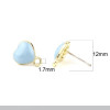 Boucles d’oreille Clou Cœur Émaillé Bleu Pastel avec Attache – Métal Doré (avec poussoirs plastiques)