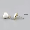 PS11696331 PAX 4 Boucles d'oreille clou puce Coeur avec attache émaillée Blanc métal couleur Doré