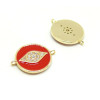 AE004 PAX 1 connecteur Rond Oeil de la protection Rhinestone 14 par 18mm cuivre doré emaillé Rouge