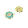 AE004 PAX 1 connecteur Rond Oeil de la protection Rhinestone 14 par 18mm cuivre doré emaillé Bleu vert