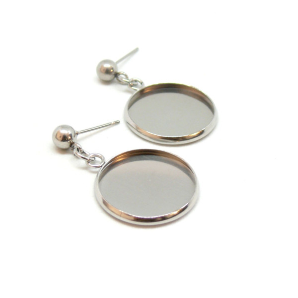 Supports de Boucle d'oreille 14mm puce ACIER INOXYDABLE 304