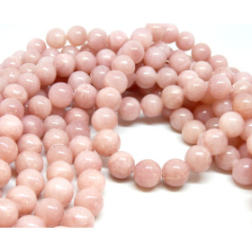 H10XS22Bis Lot 1 fil d'environ 40  perles Jade Mashan Rose pale 10mm 