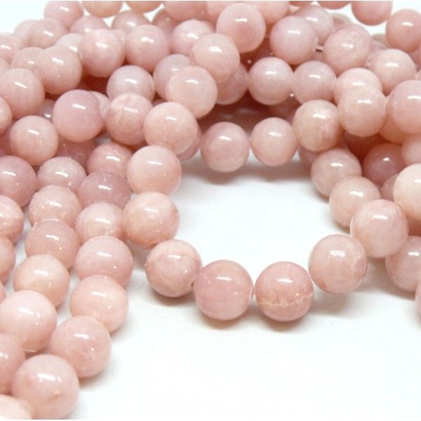 H6XS22Bis Lot 1 fil d'environ 69 perles Jade Mashan Rose Pale 6mm