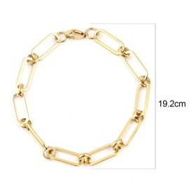 Bracelet 19,2 cm  grande maille 16 par 7mm en Acier Inoxydable 304 coloris Doré
