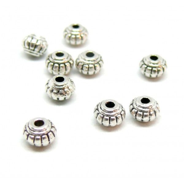 Perles intercalaire Rondelle Ethnique métal finition Argent Antique