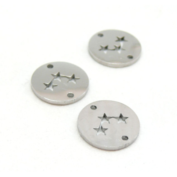 Pendentifs Connecteur Triple Etoile 12mm en Acier Inoxydable 304 Coloris Argent pour bijoux raffinés