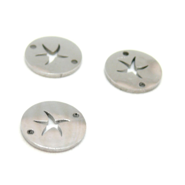 Pendentifs Connecteur Etoile de Mer 12mm en Acier Inoxydable 304 Coloris Argent pour bijoux raffinés